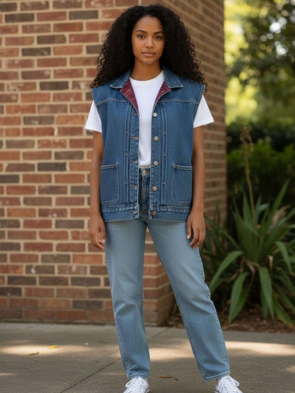 Vintage Buffalo Plaid Jean Trucker Vest 80s Cambridge Dry Goods Large